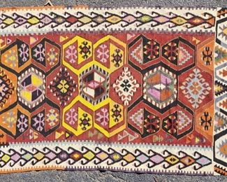 Vintage Multi Colored Abstract Kilim Area Rug 