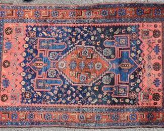 Lovely Vintage Persian Area Rug Hand Knotted Multi Colored Abstract Animals
