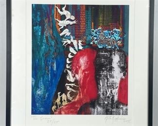 Mirta Kupferminc Original Borges and the Kabbalah Seeking Access Pencil Signed Print Mixed Media Artwork Titled The Crown. Numbered 25/25