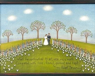 Diana Card Wedding Folk Art Print - Framed 