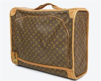 Vintage 1970's LV Louis Vuitton Monogrammed Canvas Suitcase For Saks 5th Ave Some Scuffing 