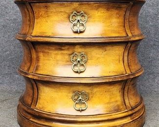 Vintage Century Furniture Round Side End Table 3 Drawer Barrel Style 