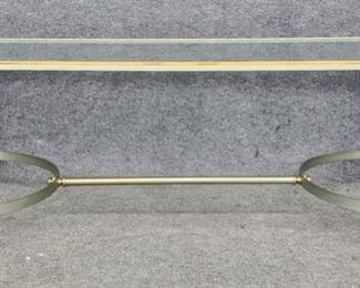 Vintage MCM Mid Century Modern Stainless & Brass Modern Glass Top Coffee Table Hollywood Regency Style