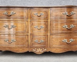 20th Century Dixie Furniture Serpentine Front 9 Drawer Dresser