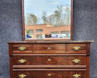 Antique Victorian marble Top Dresser with Mirror 