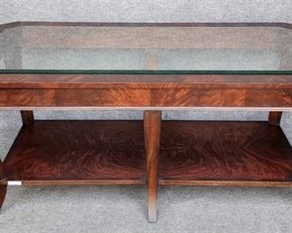 20th Century Ethan Allen Glass Top Coffee Table