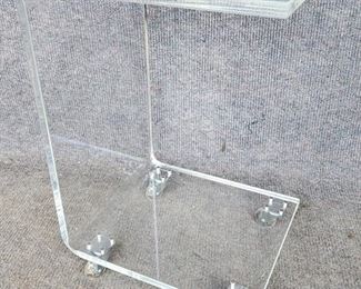 MCM Mid Century Modern Rolling Lucite Side Table
