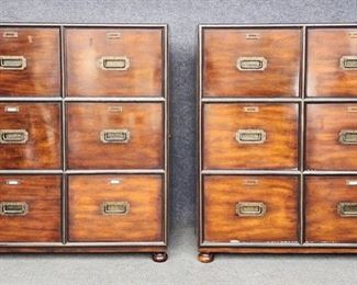 20th Century Theodore Alexander Pair Captain Powers Filing Cabinet Chests