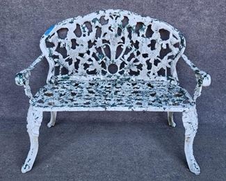 FAncy Vintage Aluminum Painted Garden Bench 