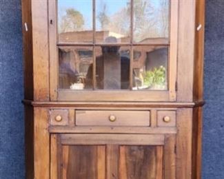 Antique Primitive Corner Cupboard 9 Light 