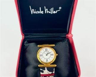 Vintage Nicole Miller Dalmatian Spot Printed Ladies Quartz Wristwatch W/ Box