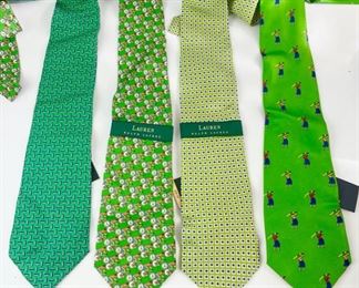 4 Vintage Ralph Lauren Green Patterned Men's Ties New W/ Tags 