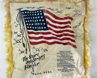 Vintage WWII U.S. Military Sweetheart Pillow Case 