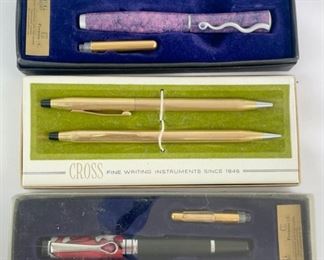 Vintage Cross, Peruzzo & C Gold Filled & Plated Pens W/ Original Box