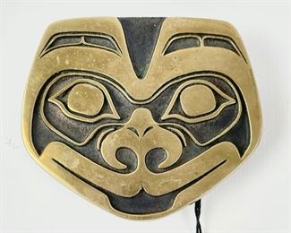 Pacific Northwest Native American Tlingit Wolf Sandcast Bronze Belt Buckle By Rainbow Metals 