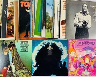 Classical and Rock Vinyl Record Albums - Rolling Stones High Tide and Green Grass With Booklet, Bob Dylans Greatest Hits, Tchaikovsky The Nutcracker, In Old Vienna, The Best of Chad Mitchell Trio, Tchaikovskys Greatest Hits, Haydn, A Golden Christmas SingALong, Debussy La Mer, Franz Schubert, Liszt Mephisto Waltz, Tom Jones Live In Vegas, Battle Of New Orleans, Rhapsody in Blue, and More 
