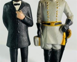 Cast Iron Robert E. Lee and Abraham Lincoln Figural Bookends - Both in Great Condition
