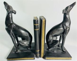 Pair of Filipino Figural Greyhound or Whippet DOG Composite Bookends - Both in Great Condition 