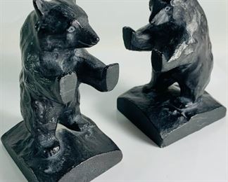 Cast Iron Figural Bear Bookends -