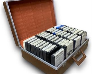 Lot of x30 Country/Folk/Pop 8-Track Stereo Tapes w/ A Hard Shell Carrying Case Including Artist such as: Elvis, Hank Williams Jr, Neil Diamond, George Jones, Johnny Cash, Willie Nelson, and more! - Tapes are untested but appear to be in great cosmetic condition! See photos for conditions