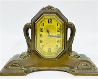 Antique Art Deco Lux Clock MFG. Co Bronze Mantel Clock