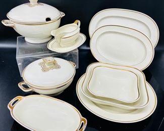 Fine Hutschenreuther Hohenberg Germany China Assorted Lot. Includes: Two Soup Tureens, Oval Platters, Gravy Boat And Square Bowls