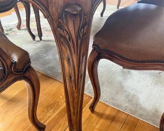 Magnificent Carved French Dining Room Table + Chairs