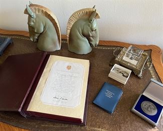 Unusual Pair of Horse Bookends by LLADRO