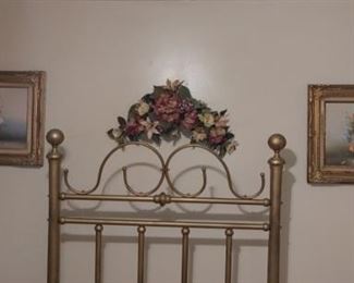 Old single brass bed