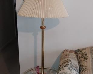 Vintage brass floor lamp table lamp that lights up at the bottom Amber mid-century modern