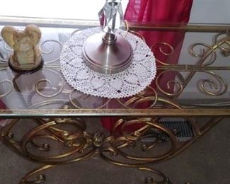 Hollywood Regency Glass and Metal table
