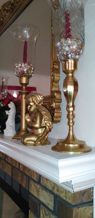 Brass candle holders with globes