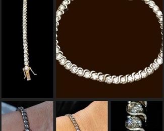 Gorgeous vintage tennis bracelet beautiful round Cz'' in sterling silver