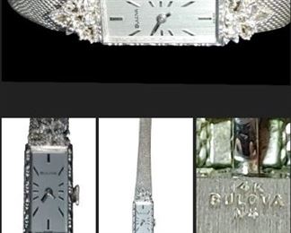 Bulova 14kt white gold & Diamond watch