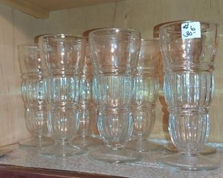 Set of eight very old thick Sunday parfait glasses ( tag reads 6..but I found 2 more) 