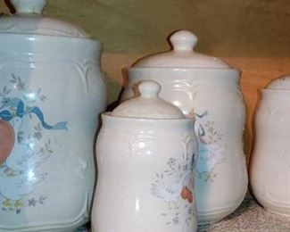International Stoneware Country Marmalade Canister Set of 4 Geese
