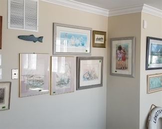 Extensive amount of framed artwork