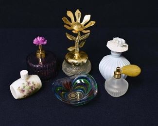 Vintage Perfume Bottles & Murano Votive Holder