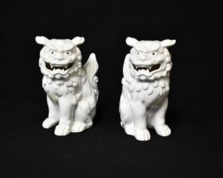 White Porcelain Lion Foo Dogs 