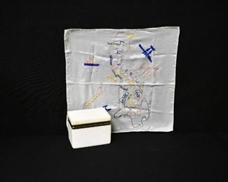 Marble Trinket Box 1945 Philippines Handkerchief