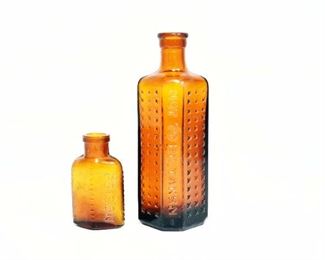 Vintage Amber Poison Bottles