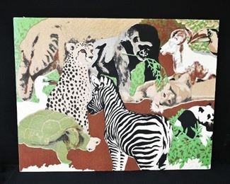 Vintage Stretched Cloth Animal Art