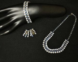 Rhinestone Choker / Bracelet / Earring Set