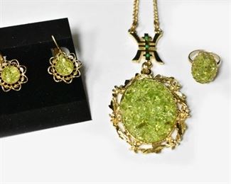 Green Peridot Chip Jewelry Set