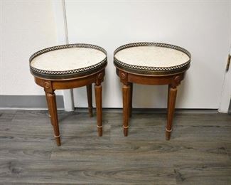 Marble Top French Louis XVI Petit Bouillotte Tables