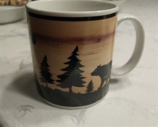 2001 Sakura Log Cabin Moose Elk David Carter Brown