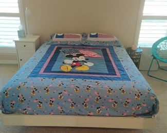 Full white platform light up bed