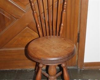 Antique Piano/Organ High Back Wooden Chair With Claw Feet