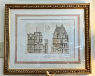 Set of French architectural prints