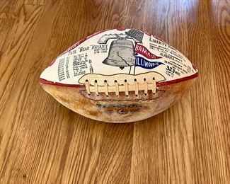 Rare hand painted Don Barnes football, made to commemorate Bear Bryants final game with the Crimson Tide. Barnes painted 200 or so of these over the years, and most are in museums or private collections.